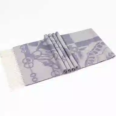 一米画纱 优雅保暖高级气质提花粗纺工艺加厚保暖高端轻奢优雅流苏 山羊绒 绒线围巾 女款