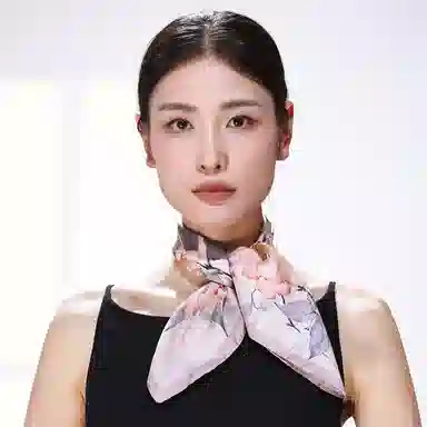 一米画纱 优雅中式花朵图案精致真丝材质高品质斜纹绸印花方巾如画系列 桑蚕丝 丝巾 女款