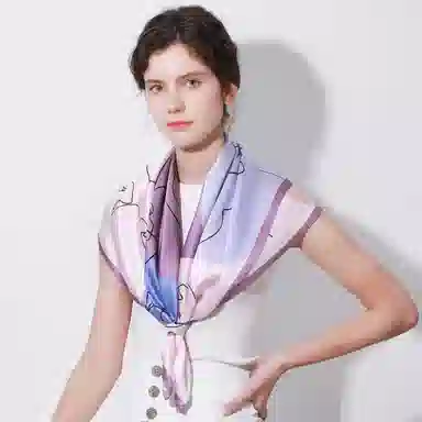 一米画纱 婉约江南中式真丝大方巾时尚印花舒适独特图案优雅百搭 桑蚕丝 丝巾 女款