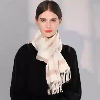 一米画纱 柔软亲肤长款加厚保暖时尚休闲气质格纹流苏潮流舒适 绵羊毛 绒线围巾 男女同款情侣款