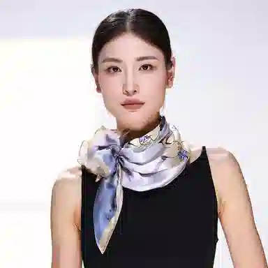 一米画纱 丝绸质感花卉图案国风印花真丝方巾踏青郊游装饰领巾拍照搭配 桑蚕丝 丝巾 女款