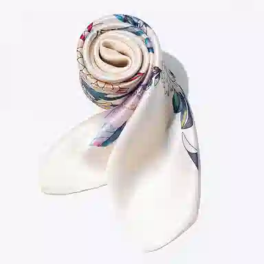 一米画纱 古典花卉雅韵国风真丝方巾旅游装饰素绸缎领巾搭配西装时尚出游 桑蚕丝 丝巾 女款