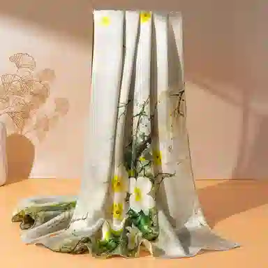 一米画纱 古典国风精致优雅迷梦迷情双层真丝高档气质长款披肩 桑蚕丝 丝巾 女款