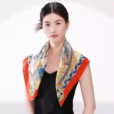 一米画纱 古典花卉雅韵国风真丝方巾旅游装饰素绸缎领巾搭配西装时尚出游 桑蚕丝 丝巾 女款