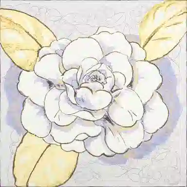 一米画纱 中式国风高雅山茶花系列斜纹中方巾双面西装领巾优雅 桑蚕丝 丝巾 女款