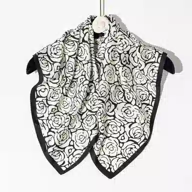 一米画纱 双面双色斜纹绸精致工艺喷绘真丝方巾优雅气质西装领巾 桑蚕丝 丝巾 女款