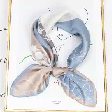 一米画纱 丝绸质感花卉图案国风印花真丝方巾踏青郊游装饰领巾拍照搭配 桑蚕丝 丝巾 女款