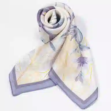 一米画纱 丝绸质感花卉图案国风印花真丝方巾踏青郊游装饰领巾拍照搭配 桑蚕丝 丝巾 女款