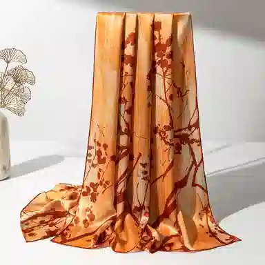 一米画纱 轻奢古典清新国风优雅印花奢靡系列气质旗袍 桑蚕丝 丝巾 女款