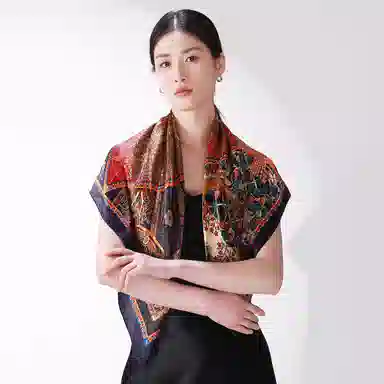 一米画纱 婉约江南中式真丝大方巾时尚印花舒适独特图案优雅百搭 桑蚕丝 丝巾 女款