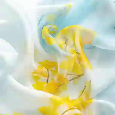 一米画纱 清新飘逸国风真丝雪纺喷绘沙巾气质仙仙花卉印花旅游拍照 桑蚕丝 丝巾 女款