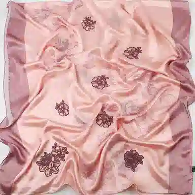 一米画纱 奢靡凝香高贵精致古典气质重工贴花喷绘真丝长款 桑蚕丝 丝巾 女款