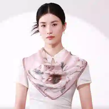 一米画纱 丝绸质感花卉图案国风印花真丝方巾踏青郊游装饰领巾拍照搭配 桑蚕丝 丝巾 女款