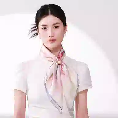 一米画纱 丝绸质感花卉图案国风印花真丝方巾踏青郊游装饰领巾拍照搭配 桑蚕丝 丝巾 女款