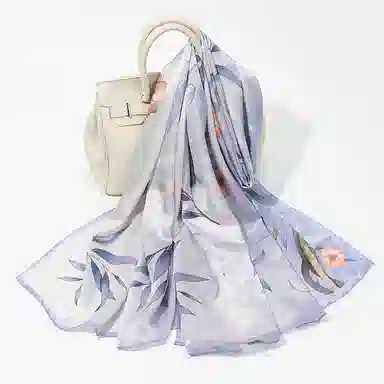 一米画纱 轻奢古典清新国风优雅印花奢靡系列气质旗袍 桑蚕丝 丝巾 女款