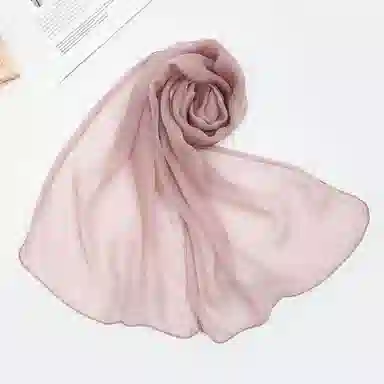 一米画纱 轻薄透气真丝雪纺窄长条长巾清新纯色简约百搭防晒拍照纱巾 桑蚕丝 丝巾 女款