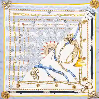 一米画纱 古典花卉雅韵国风真丝方巾旅游装饰素绸缎领巾搭配西装时尚出游 桑蚕丝 丝巾 女款