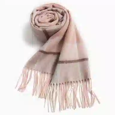 一米画纱 柔软触感经典格纹加厚保暖舒适格子条纹撞色流苏 山羊绒 绒线围巾 男女同款情侣款