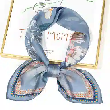 一米画纱 丝绸质感花卉图案国风印花真丝方巾踏青郊游装饰领巾拍照搭配 桑蚕丝 丝巾 女款