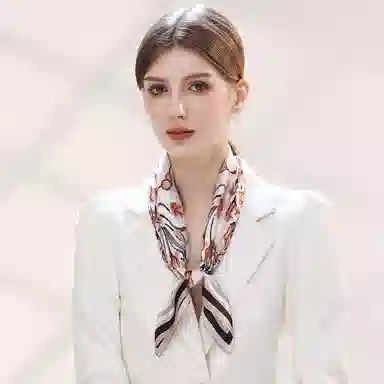 一米画纱 古典花卉雅韵国风真丝方巾旅游装饰素绸缎领巾搭配西装时尚出游 桑蚕丝 丝巾 女款