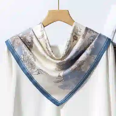 一米画纱 双面双色斜纹绸精致工艺喷绘真丝方巾优雅气质西装领巾 桑蚕丝 丝巾 女款