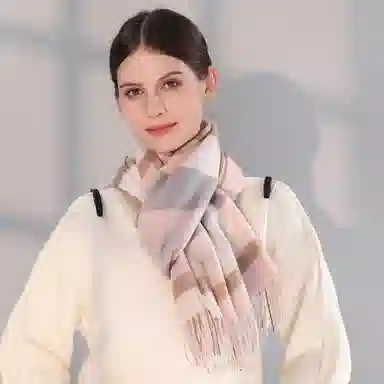 一米画纱 柔软亲肤长款加厚保暖时尚休闲气质格纹流苏潮流舒适 绵羊毛 绒线围巾 男女同款情侣款