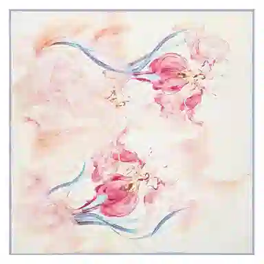 一米画纱 丝绸质感花卉图案国风印花真丝方巾踏青郊游装饰领巾拍照搭配 桑蚕丝 丝巾 女款