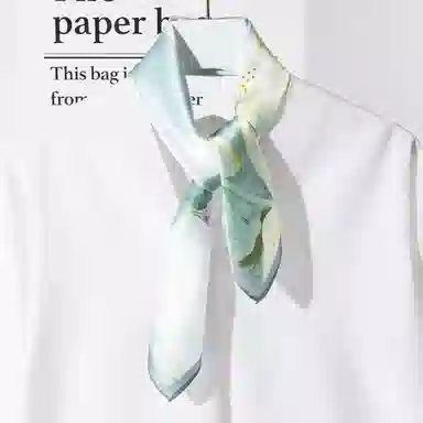 一米画纱 丝绸质感花卉图案国风印花真丝方巾踏青郊游装饰领巾拍照搭配 桑蚕丝 丝巾 女款