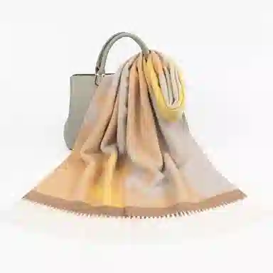 一米画纱 优雅保暖高级气质提花粗纺工艺加厚保暖高端轻奢优雅流苏 山羊绒 绒线围巾 女款