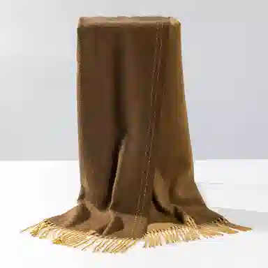 一米画纱 双面双色美拉德风高品质个性流苏外搭时尚加厚保暖轻奢舒适 山羊绒 绒线围巾 女款