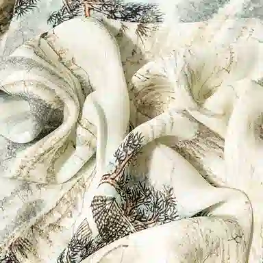 一米画纱 精致典雅月牙边双乔缎喷绘真丝职业领巾百搭气质 桑蚕丝 丝巾 女款