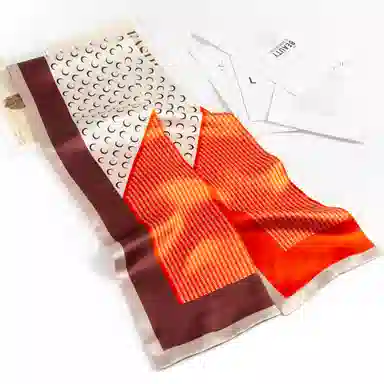 一米画纱 时尚百搭真丝双层喷绘飘带优雅气质长条领巾轻盈装饰 桑蚕丝 丝巾 女款