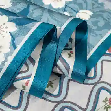 一米画纱 时尚百搭真丝双层喷绘飘带优雅气质长条领巾轻盈装饰 桑蚕丝 丝巾 女款