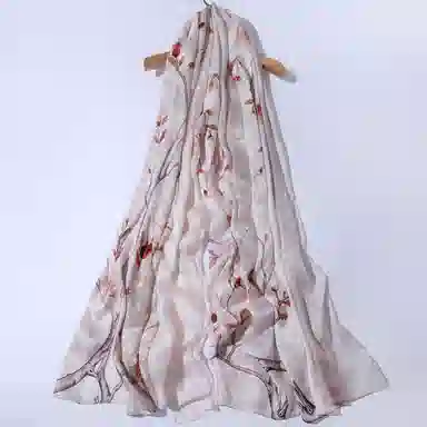 一米画纱 国风古典花卉真丝高级感提花浪漫色彩长巾外出轻盈飘逸披肩 桑蚕丝 丝巾 女款