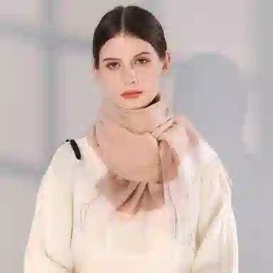 一米画纱 双面双色美拉德风高品质个性流苏外搭时尚加厚保暖轻奢舒适 山羊绒 绒线围巾 女款