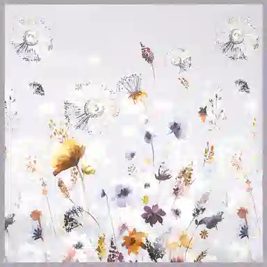 一米画纱 丝绸质感花卉图案国风印花真丝方巾踏青郊游装饰领巾拍照搭配 桑蚕丝 丝巾 女款