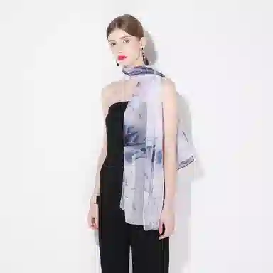 一米画纱 田园花卉轻盈飘逸中式浪漫雪纺真丝沙巾丝滑细腻披肩 桑蚕丝 丝巾 女款