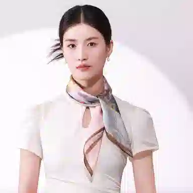 一米画纱 丝绸质感花卉图案国风印花真丝方巾踏青郊游装饰领巾拍照搭配 桑蚕丝 丝巾 女款