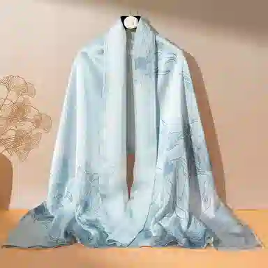 一米画纱 古典国风精致优雅迷梦迷情双层真丝高档气质长款披肩 桑蚕丝 丝巾 女款