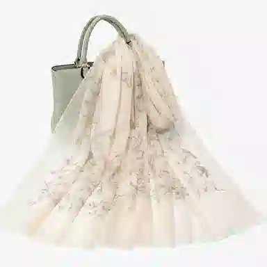 一米画纱 轻盈柔美细腻亲肤保暖空调披肩高档斜纹喷绘印花自然时尚旅游拍照 山羊绒 绒线围巾 女款