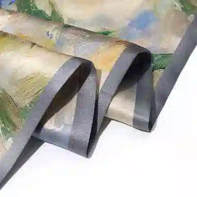 一米画纱 时尚百搭真丝双层喷绘飘带优雅气质长条领巾轻盈装饰 桑蚕丝 丝巾 女款