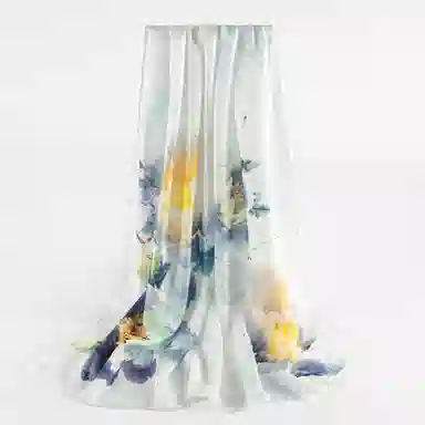 一米画纱 国风古典花卉真丝高级感提花浪漫色彩长巾外出轻盈飘逸披肩 桑蚕丝 丝巾 女款