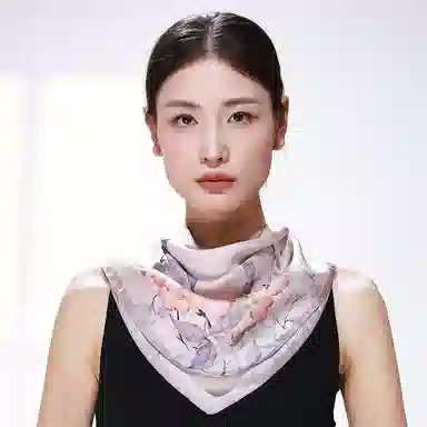 一米画纱 优雅中式花朵图案精致真丝材质高品质斜纹绸印花方巾如画系列 桑蚕丝 丝巾 女款