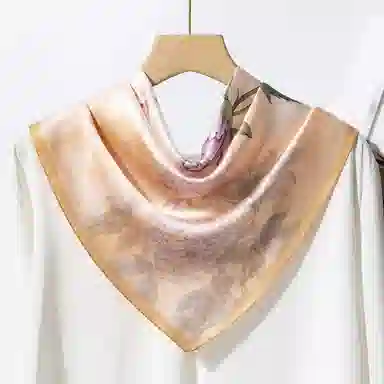 一米画纱 丝绸质感花卉图案国风印花真丝方巾踏青郊游装饰领巾拍照搭配 桑蚕丝 丝巾 女款