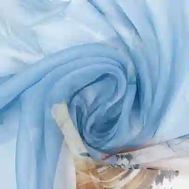 一米画纱 国风花卉轻盈透气旅游拍照外搭真丝雪纺喷绘长巾出行遮阳纱巾 丝巾 桑蚕丝 女款