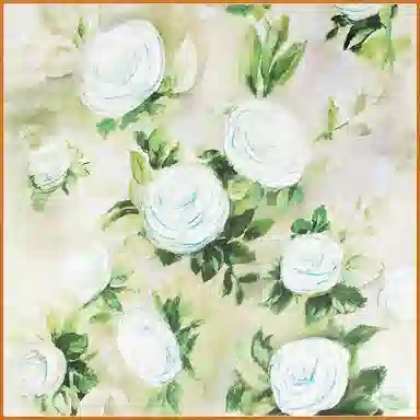 一米画纱 古典花卉雅韵国风真丝方巾旅游装饰素绸缎领巾搭配西装时尚出游 桑蚕丝 丝巾 女款