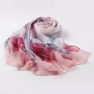 一米画纱 田园花卉轻盈飘逸中式浪漫雪纺真丝沙巾丝滑细腻披肩 桑蚕丝 丝巾 女款