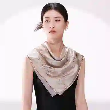 一米画纱 中式古典花园系列复古花萝方巾外搭出游气质国风双面双色 桑蚕丝 丝巾 女款