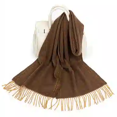 一米画纱 双面双色美拉德风高品质个性流苏外搭时尚加厚保暖轻奢舒适 山羊绒 绒线围巾 女款