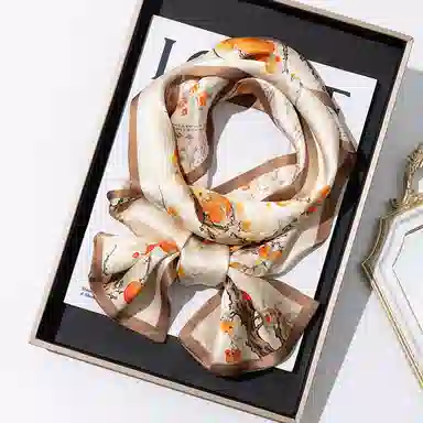 一米画纱 时尚百搭真丝双层喷绘飘带优雅气质长条领巾轻盈装饰 桑蚕丝 丝巾 女款